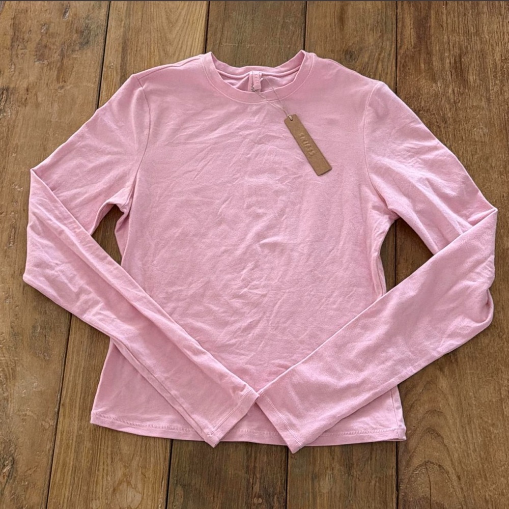 SKIMS pink cotton jersey long sleeve